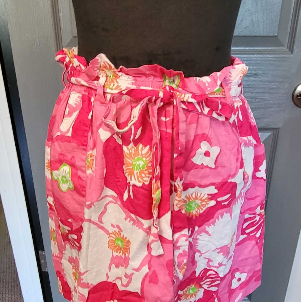 Lilly Pulitzer floral paperbag skirt with belt